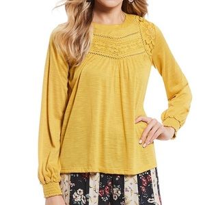 Coco + Jaimeson Women’s Lace-Yoke Knit Blouse Top